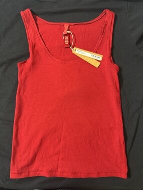 SKIMS Red Ribbed Scoop Neck Tank Top